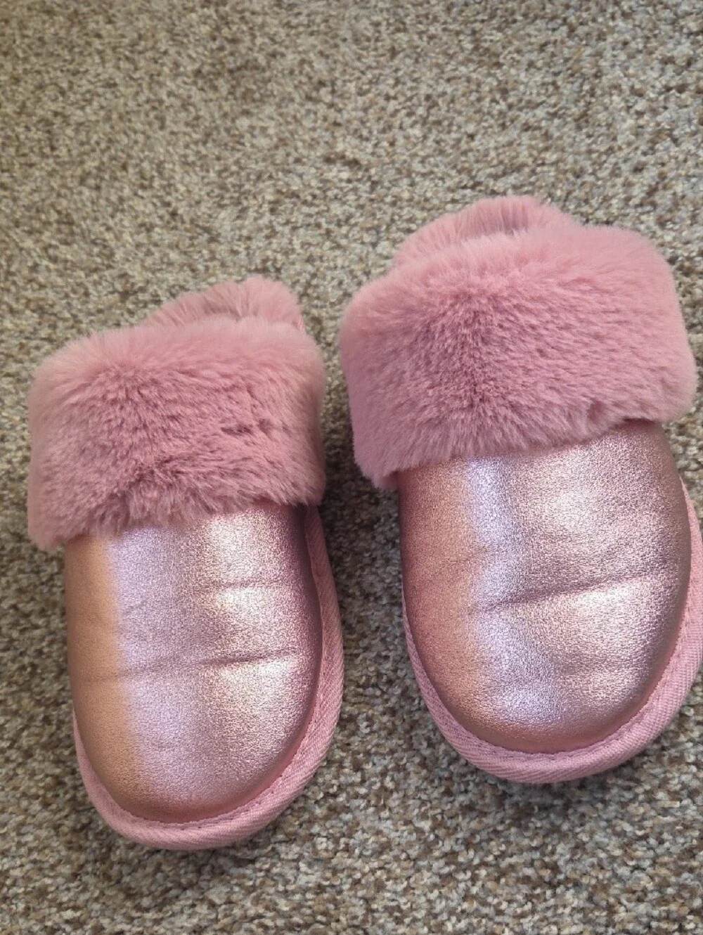 Cat & Jack Pink Plush Faux-Fur Slide Slippers